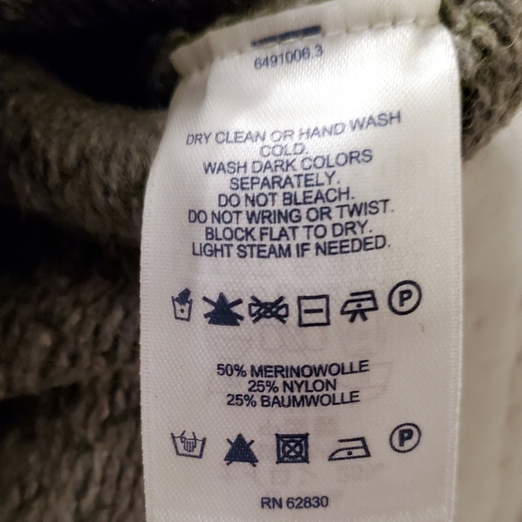 Lands End Mens Vintage Green Beige Heavy Wool Blend Sweater XL NWOT - Picture 5 of 5